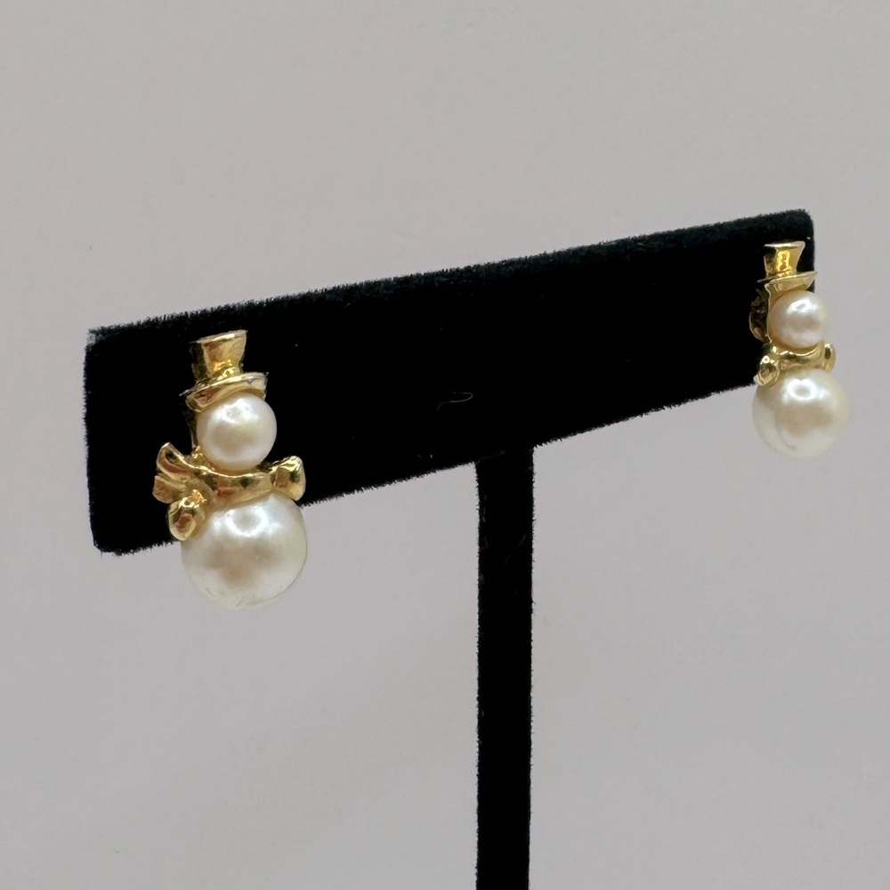 VINTAGE Pearl Snowman Earrings